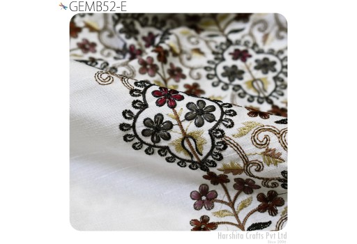 Off White Costume Material Embroidery Fabric by the yard Wedding Dresses Sewing DIY Crafting Home Decor Indian Embroidered Fabric